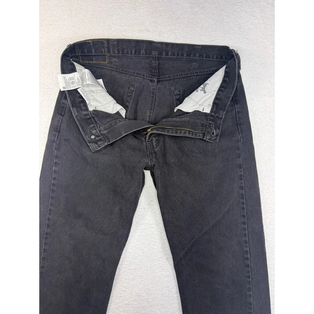 Levis 505 Regular Fit Straight Leg Mens Jeans Black Faded 38x30